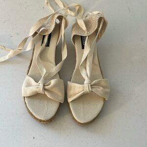 Viscata Canvas Wedges Cream Size 10.5m
